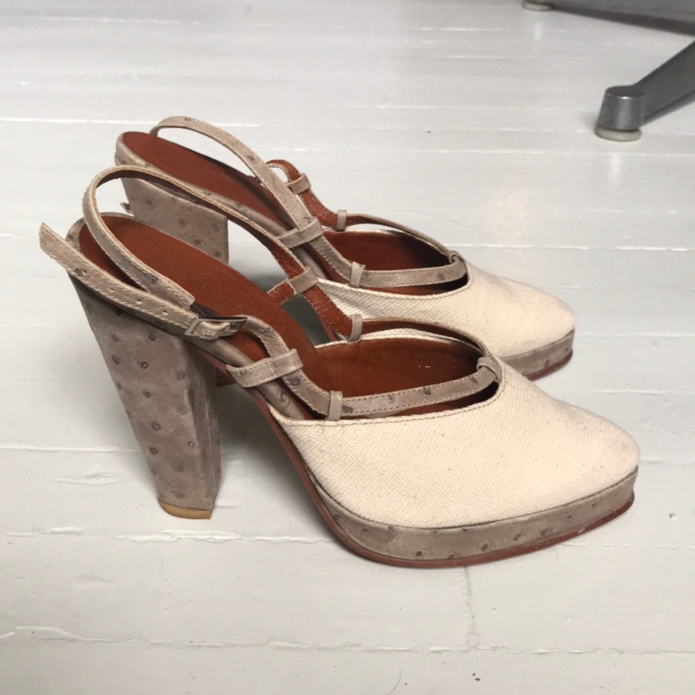Rachel Comey canvas ostrich leather heels